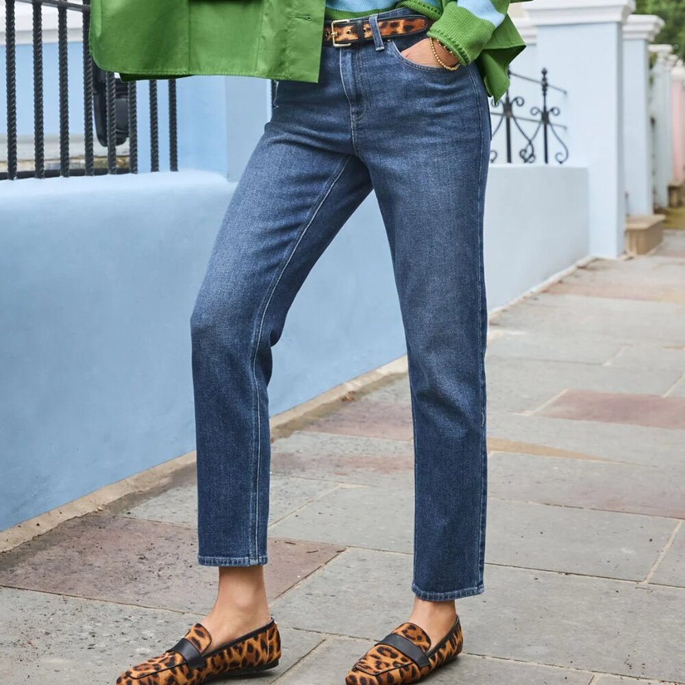 NEW NWOT! GANNI STRAIGHT CUT MID-RISE JEANS ANKLE LENGTH STRETCH DENIM hemmed 27